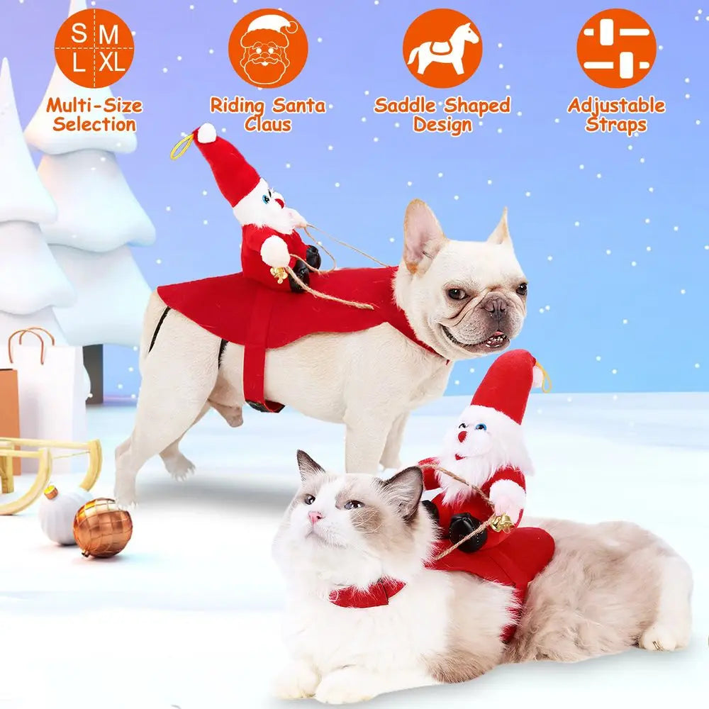 Hunan Pet Christmas Santa Dog Coat With Bell Costume