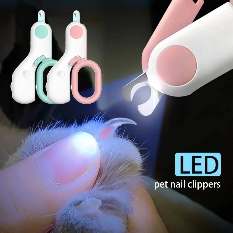 LED Cat Dog Nail Clippers With Safety Lock Grooming Tool