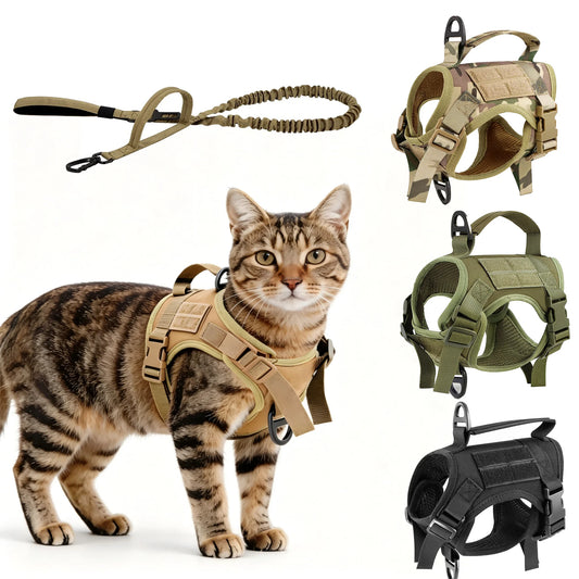 PETRAVEL Tactical Cat Harness Vest And Leash Set Escape Proof