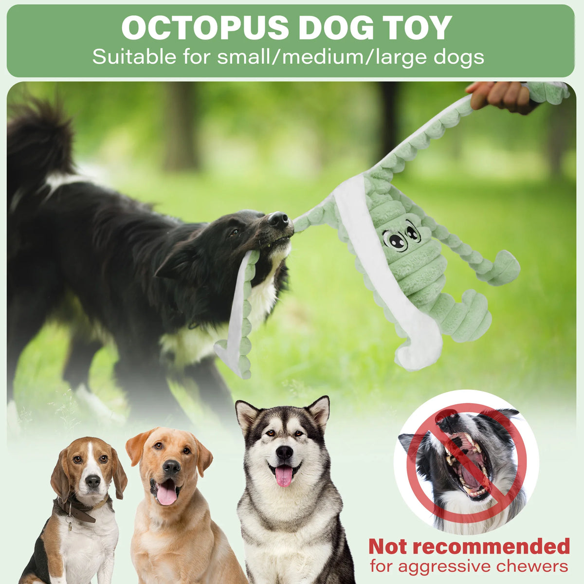 Octopus Squeaky Plush Dog Chew Toy for Interactive Play