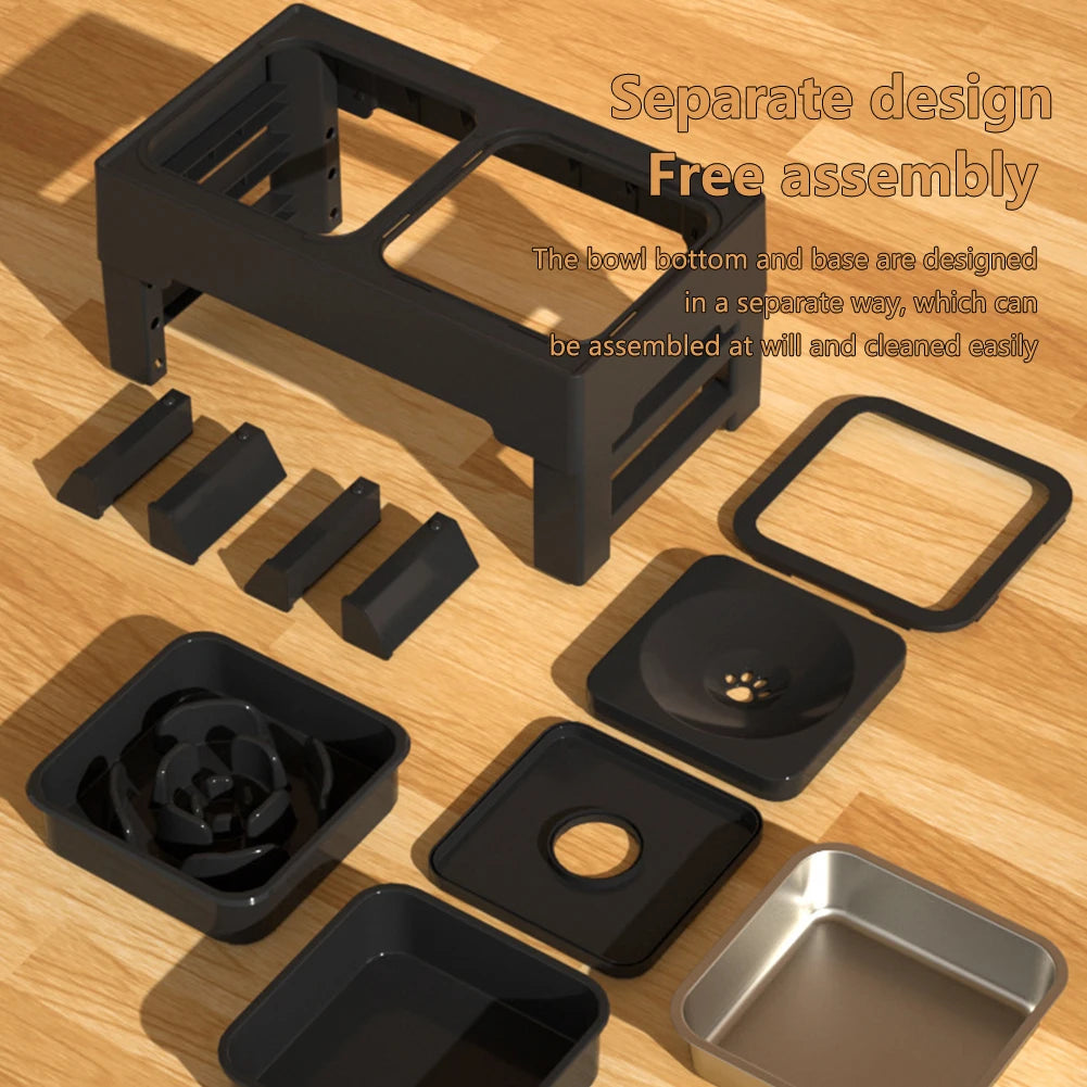 Hign-concerned Adjustable Dog Feeding Station With Bowls