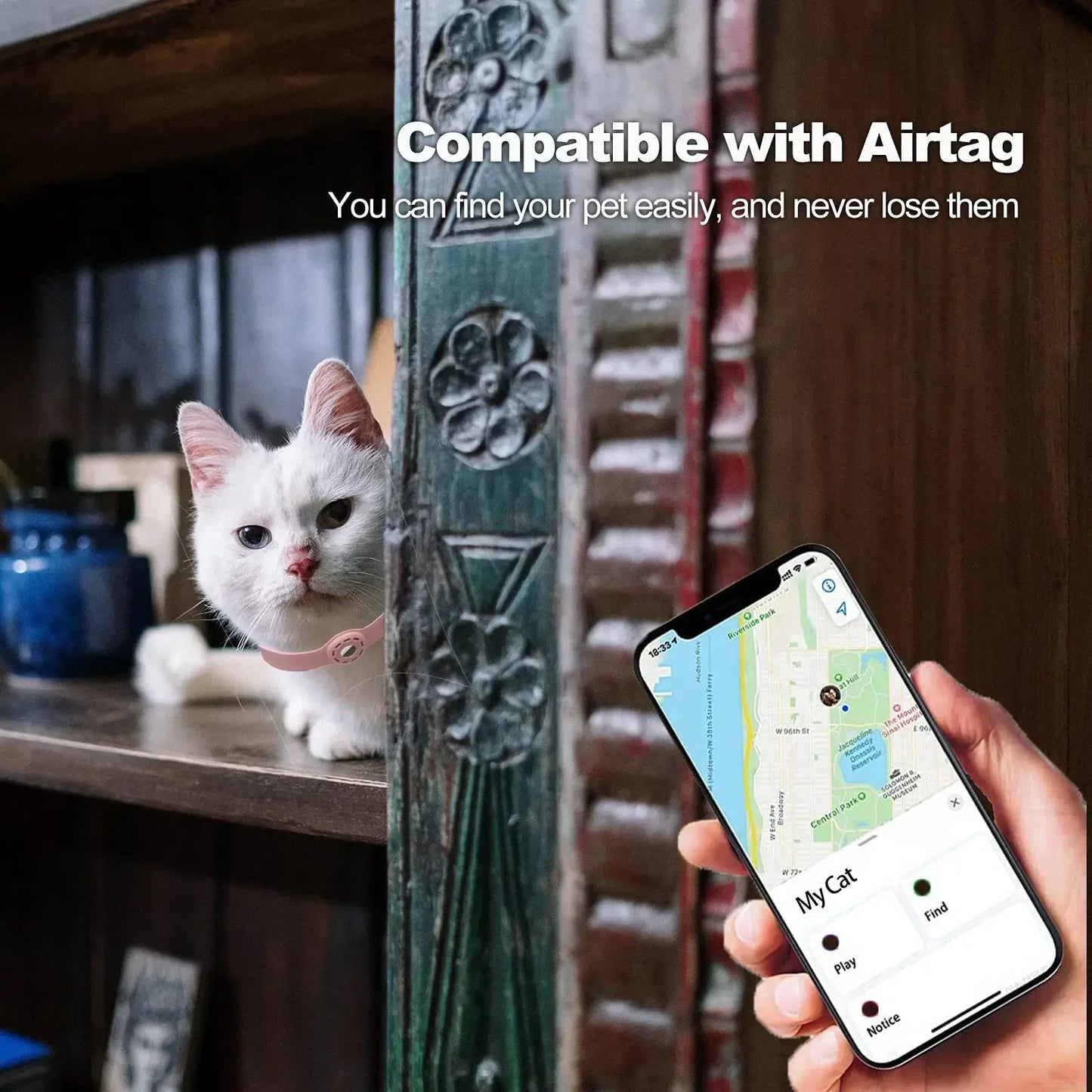 Silicone Anti Lost Cat Collar With Apple AirTag Tracker