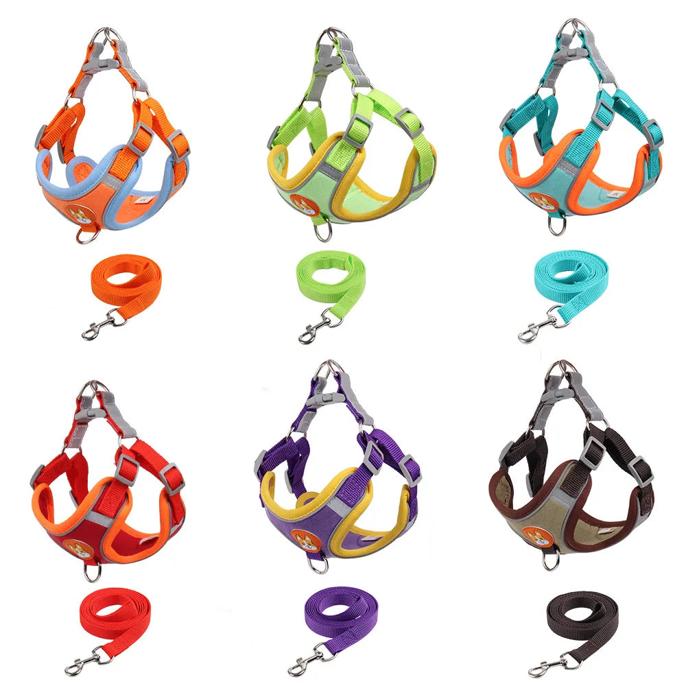 NONECN Reflective Harness Vest With Leash Breathable Mesh Padding