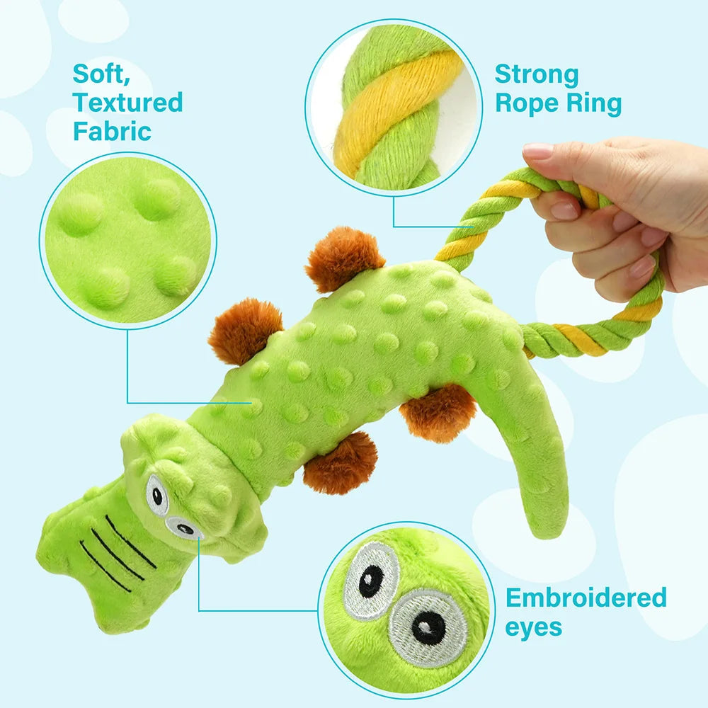 Durable Dog Squeaky Plush Toy Pack Tug of War Toys