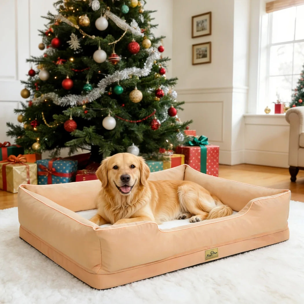 BORWART Orthopedic Dog Bed With Bolster For Deep Snuggling