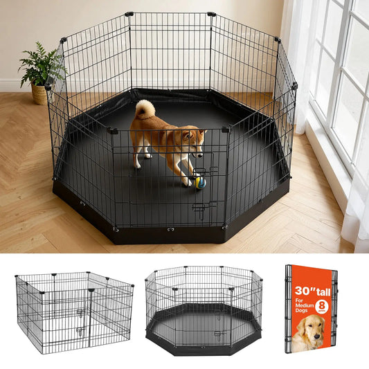 Heavy Duty Foldable Dog Playpen With Door And Floor Pad