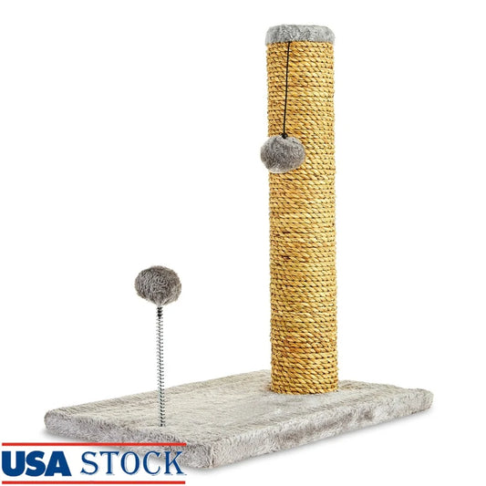 XMSJ Seagrass Cat Scratch Post With Dangle Toys Durable