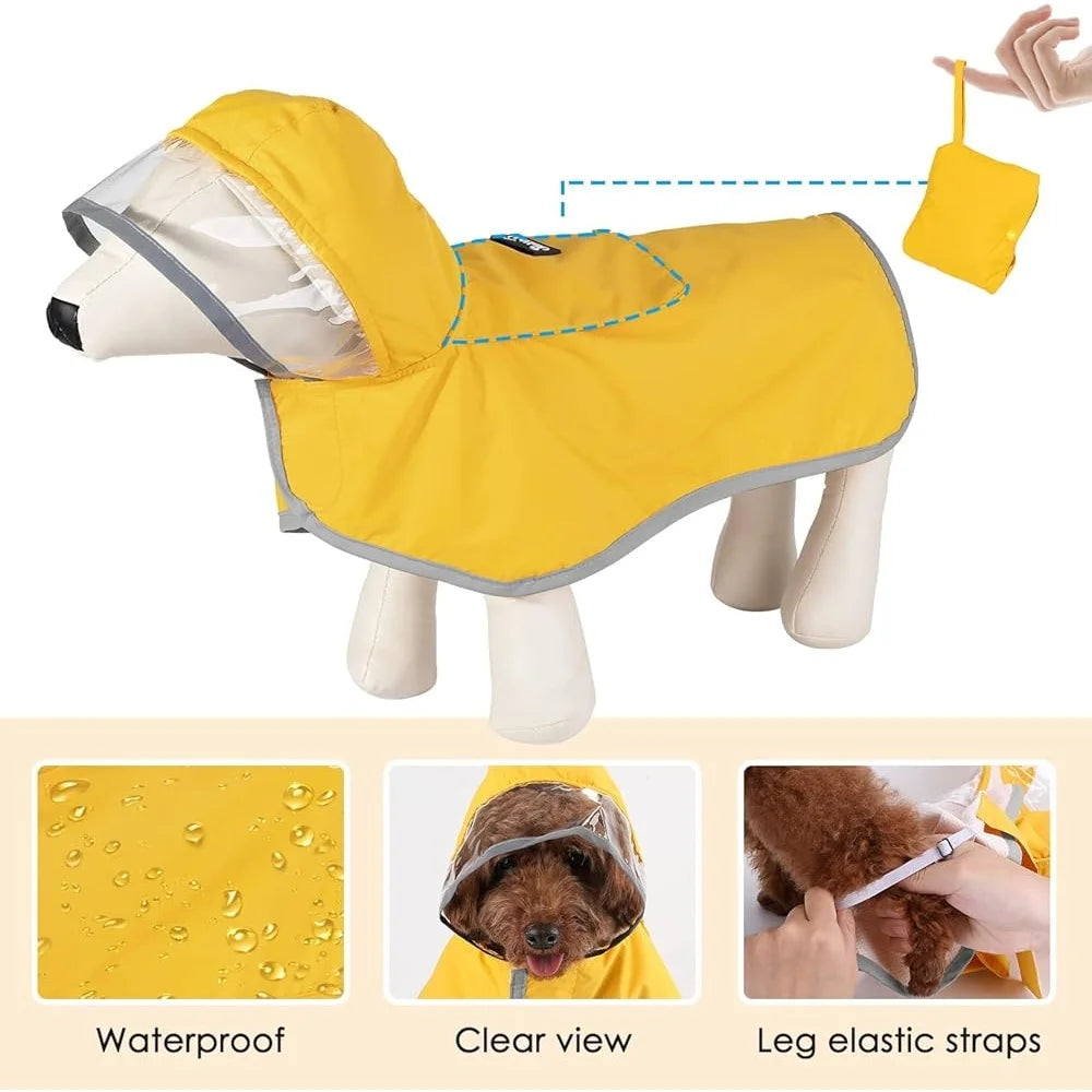 Hign-concerned Dog Raincoat Adjustable Reflective Waterproof