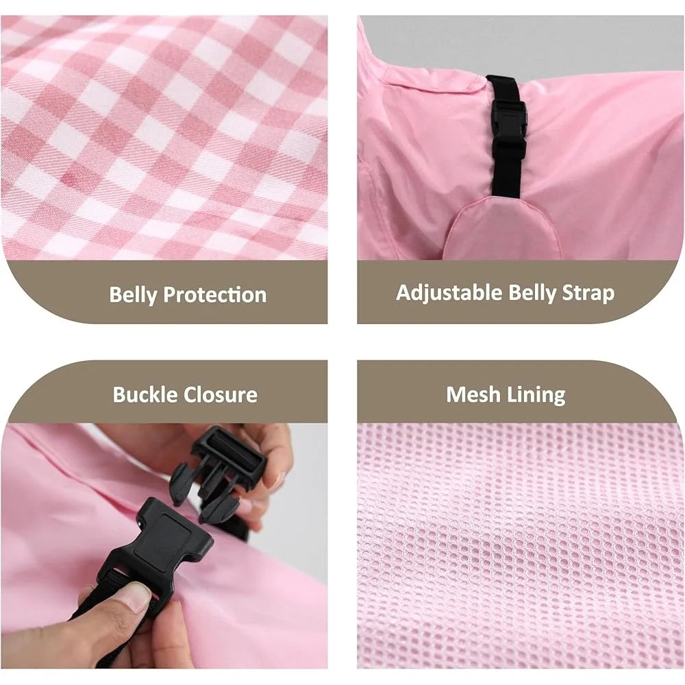 Breathable Waterproof Dog Raincoat Adjustable Hooded Poncho with Leash Hole Reflective Strip Medium Large Small Pets
