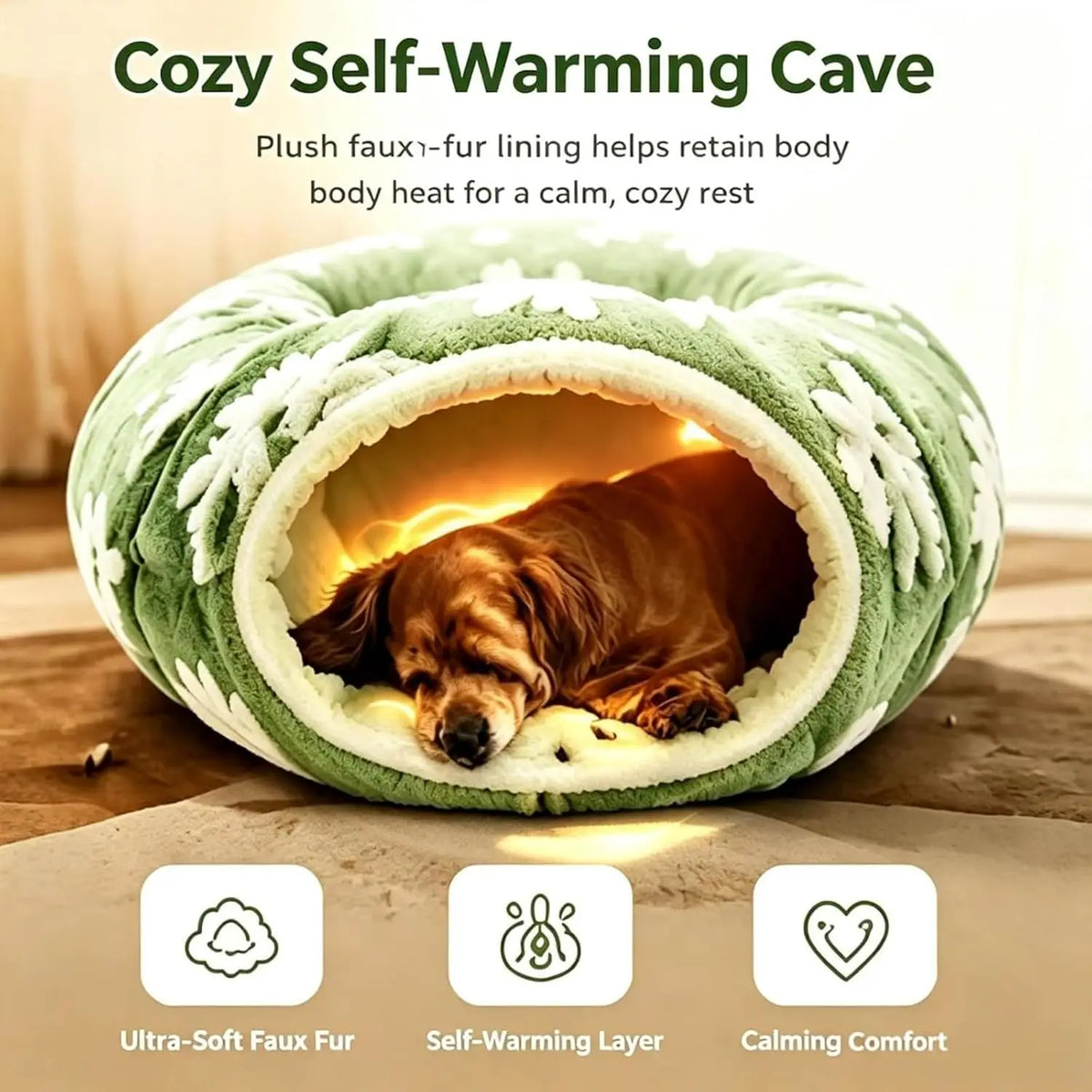Dachshund Tunnel Bed Flower Design Plush Foldable Dog Bed