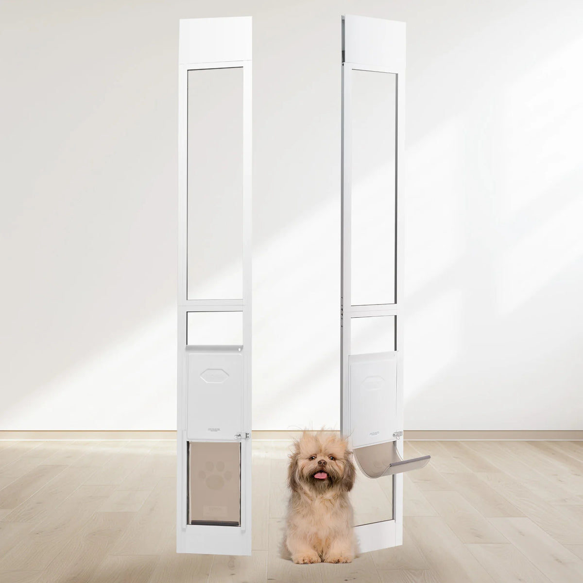 SucceBuy Adjustable Sliding Glass Door Dog Door With Aluminum Frame