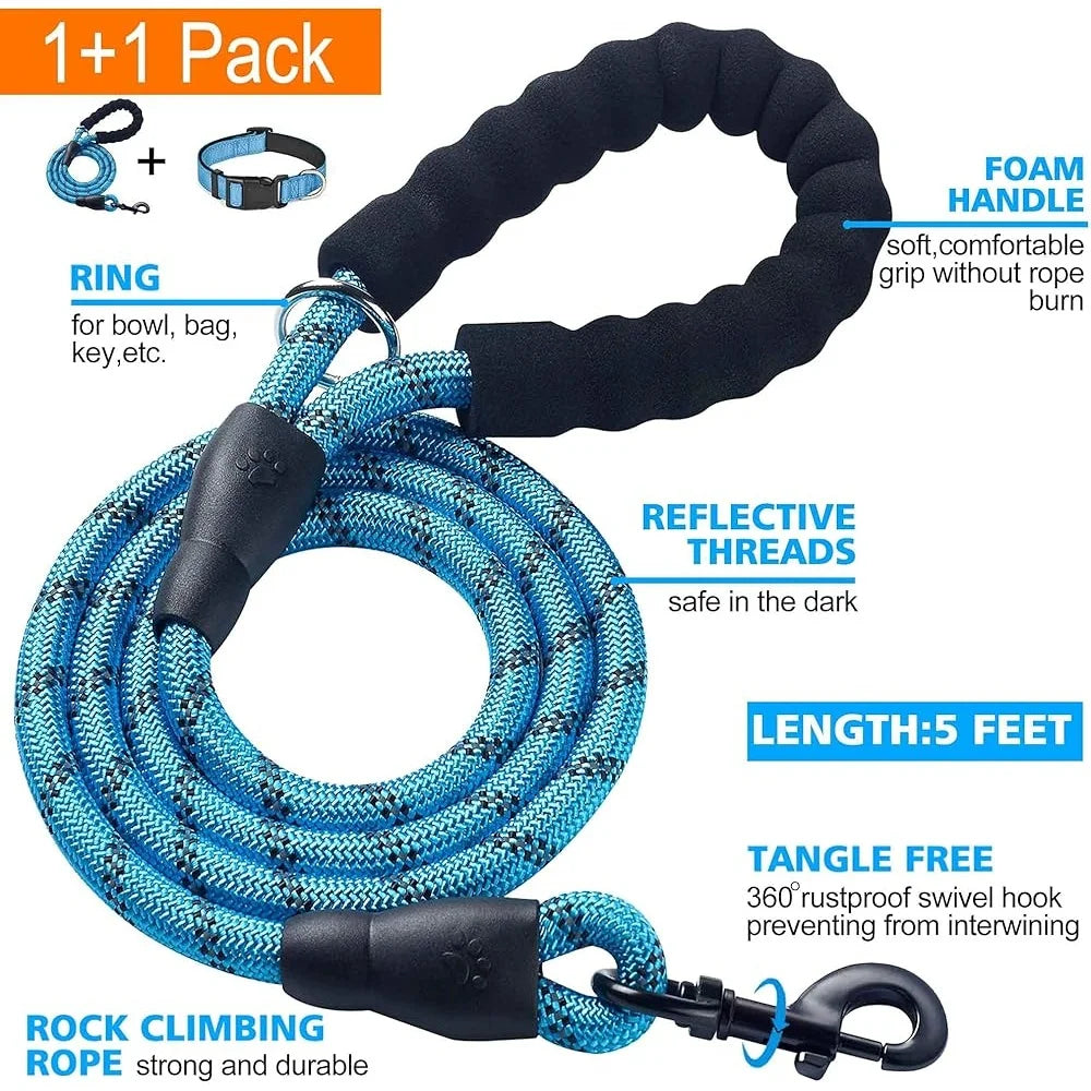 Ladoogo Reflective Padded Dog Collar Neoprene Nylon Durable