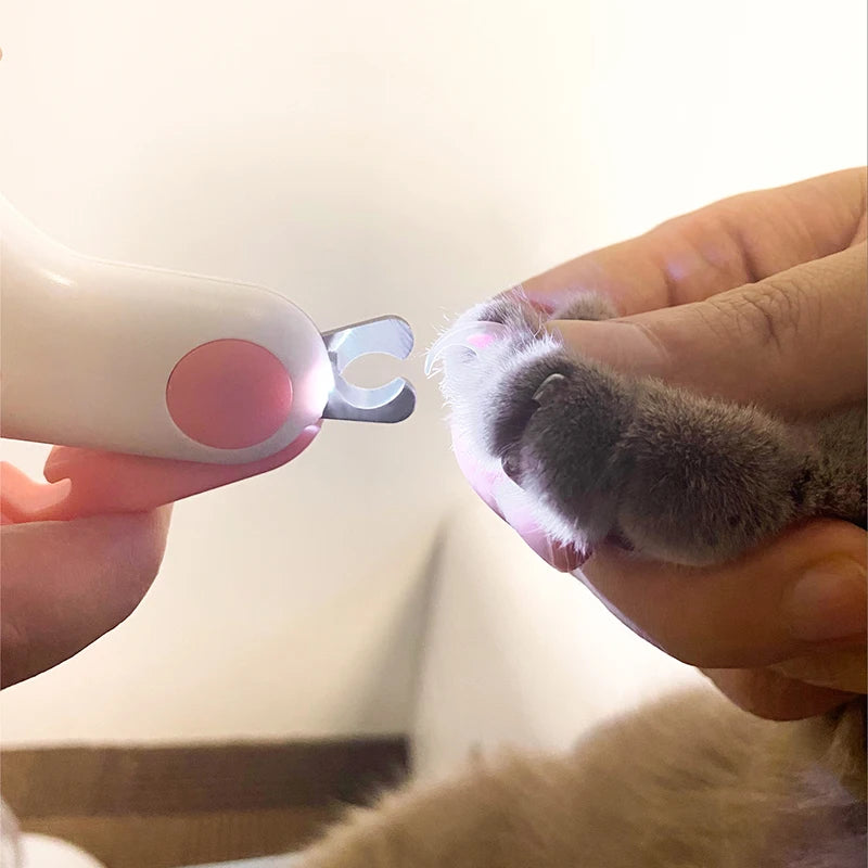 LED Cat Dog Nail Clippers With Safety Lock Grooming Tool