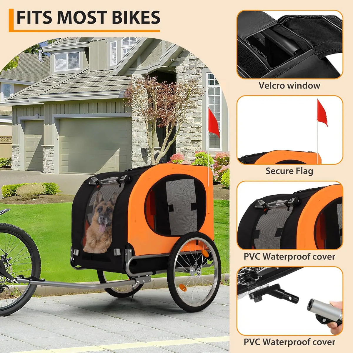 TWISTER CK Foldable Dog Bike Trailer with Quick Release Wheels
