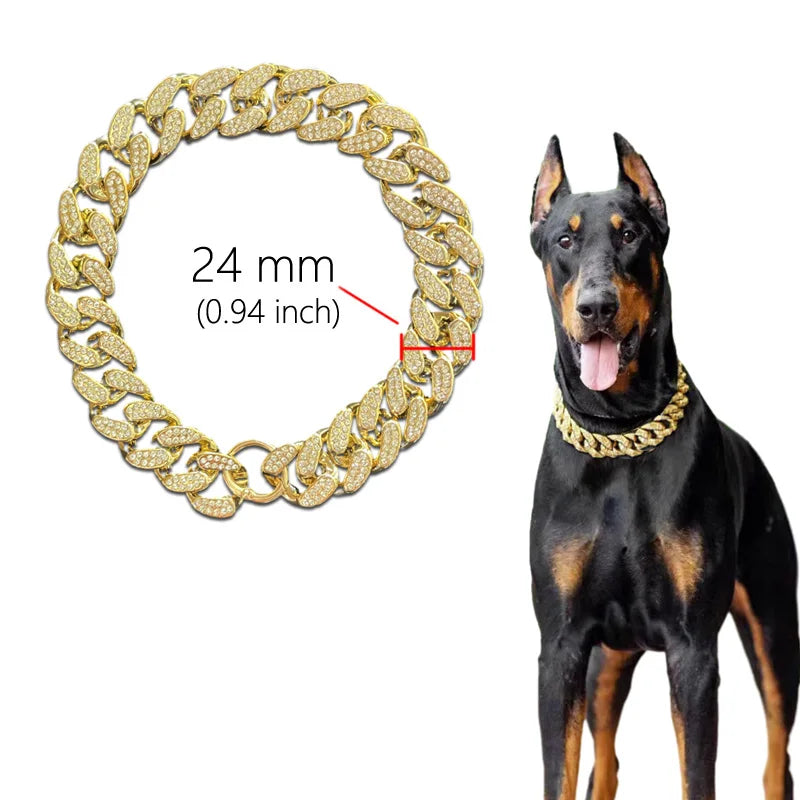 ABS Plastic Diamond Inlay Dog Collar Sparkle Pet Accessory