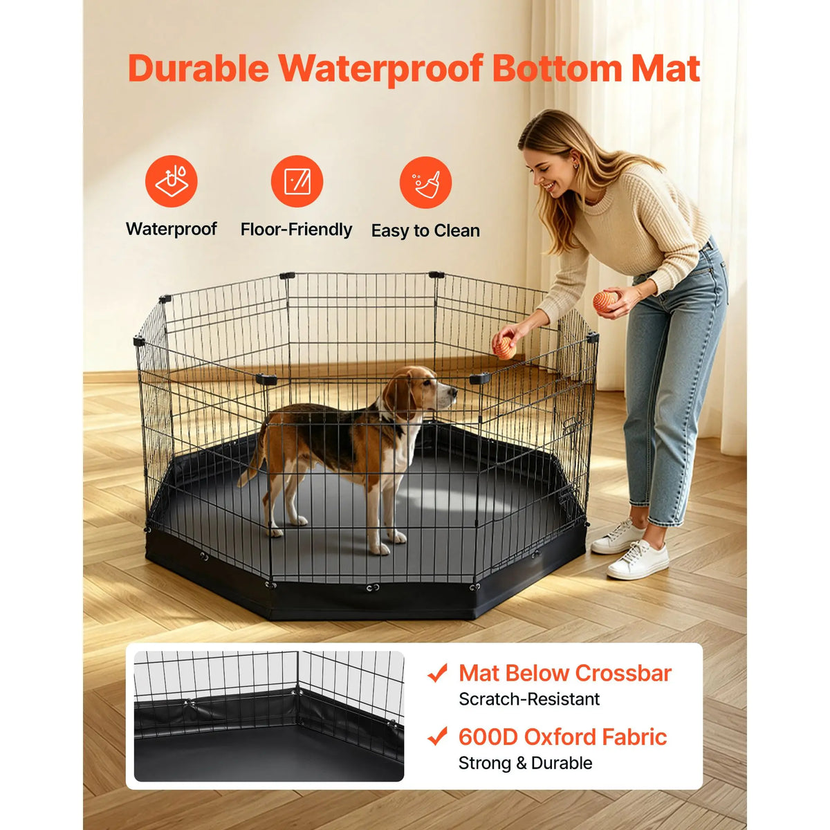 Heavy Duty Foldable Dog Playpen With Door And Floor Pad