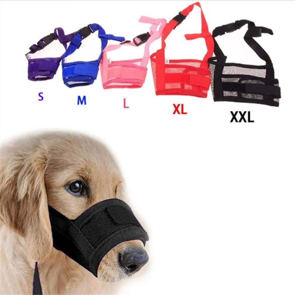 Anti Barking Dog Muzzle Adjustable Mesh Breathable Nylon Straps