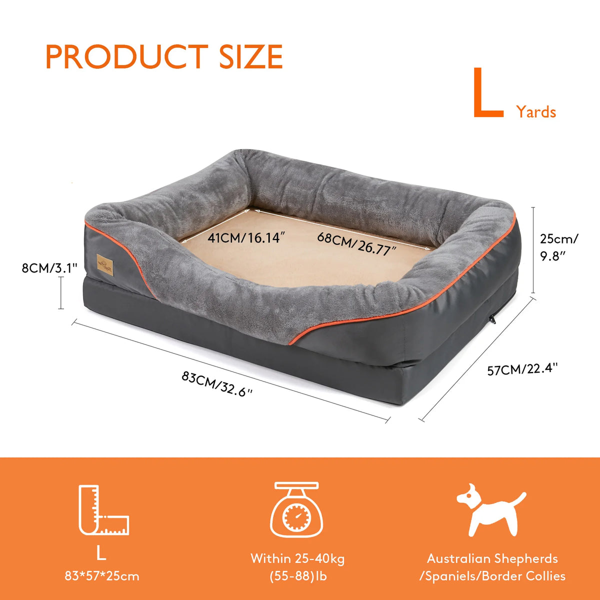 BINGOPAW Waterproof Washable Fleece Dog Bed With Soft Foam Comfort