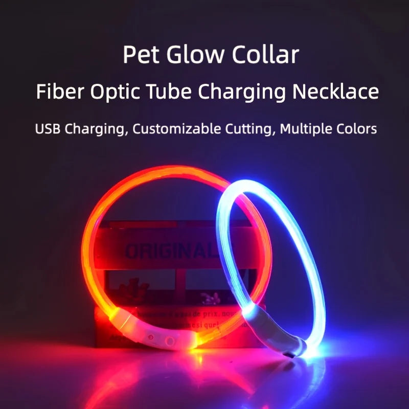 NONECN LED Dog Collar USB Rechargeable Night Safety Glowing Collar