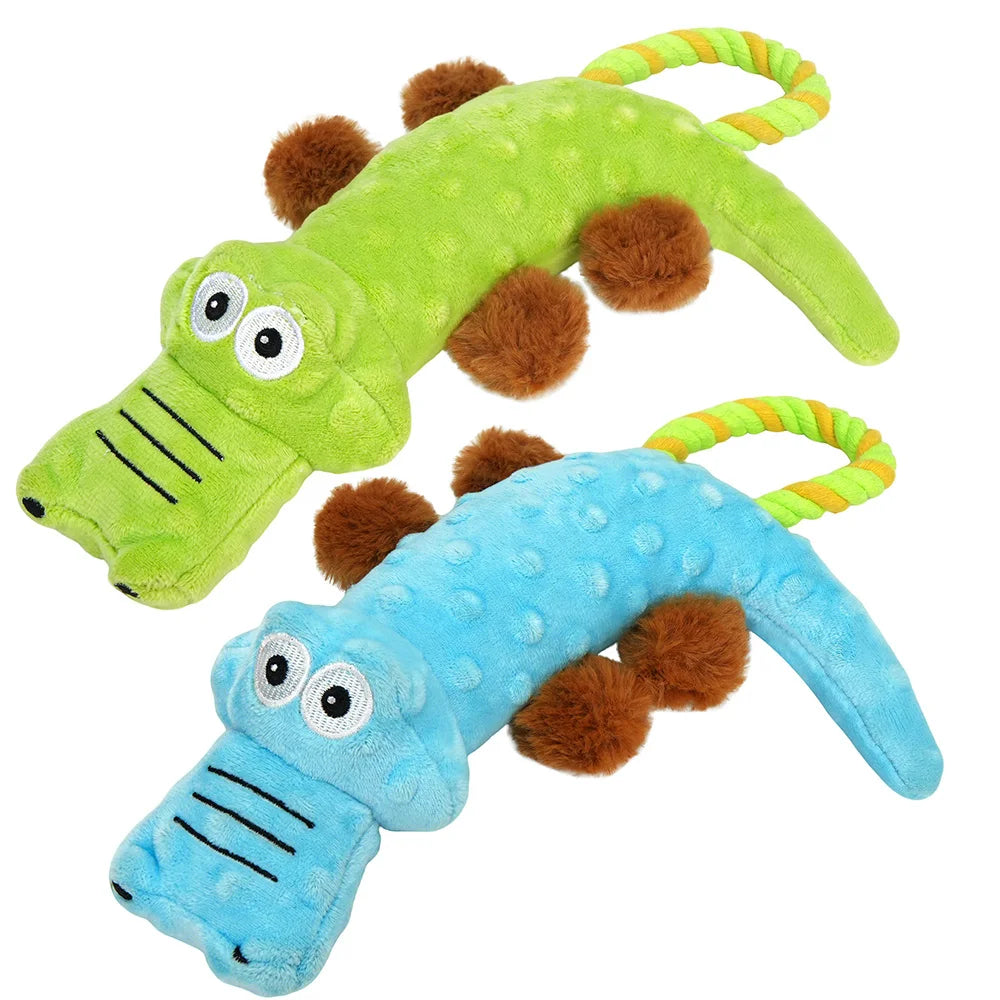 Squeaky Dog Toy 2 Pack Plush Tug of War Interactive